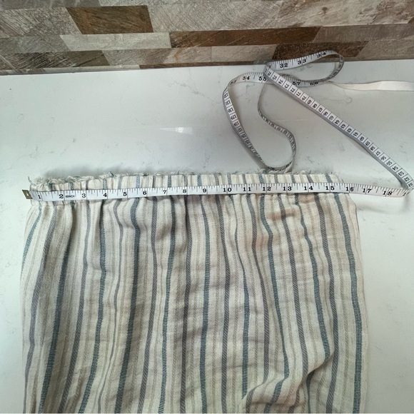Cloth & STONE ANTHROPOLOGIE striped linen strapless cropped wide-leg jumpsuit M - Picture 5 of 11